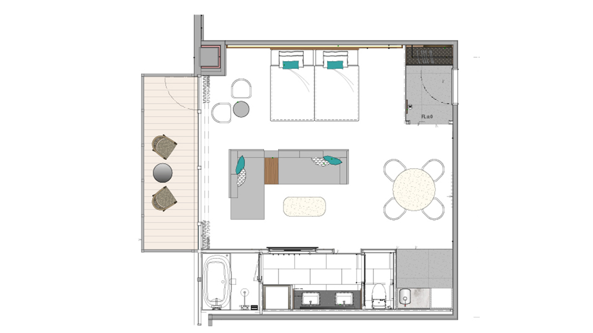 オリエンタル グランド レジデンス 平面図(52㎡/120㎝×206cm)