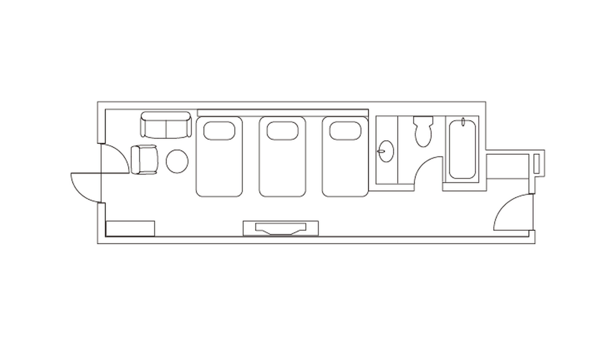 オリエンタルクオリティデラックストリプル 平面図（32㎡/100㎝&times;200㎝）