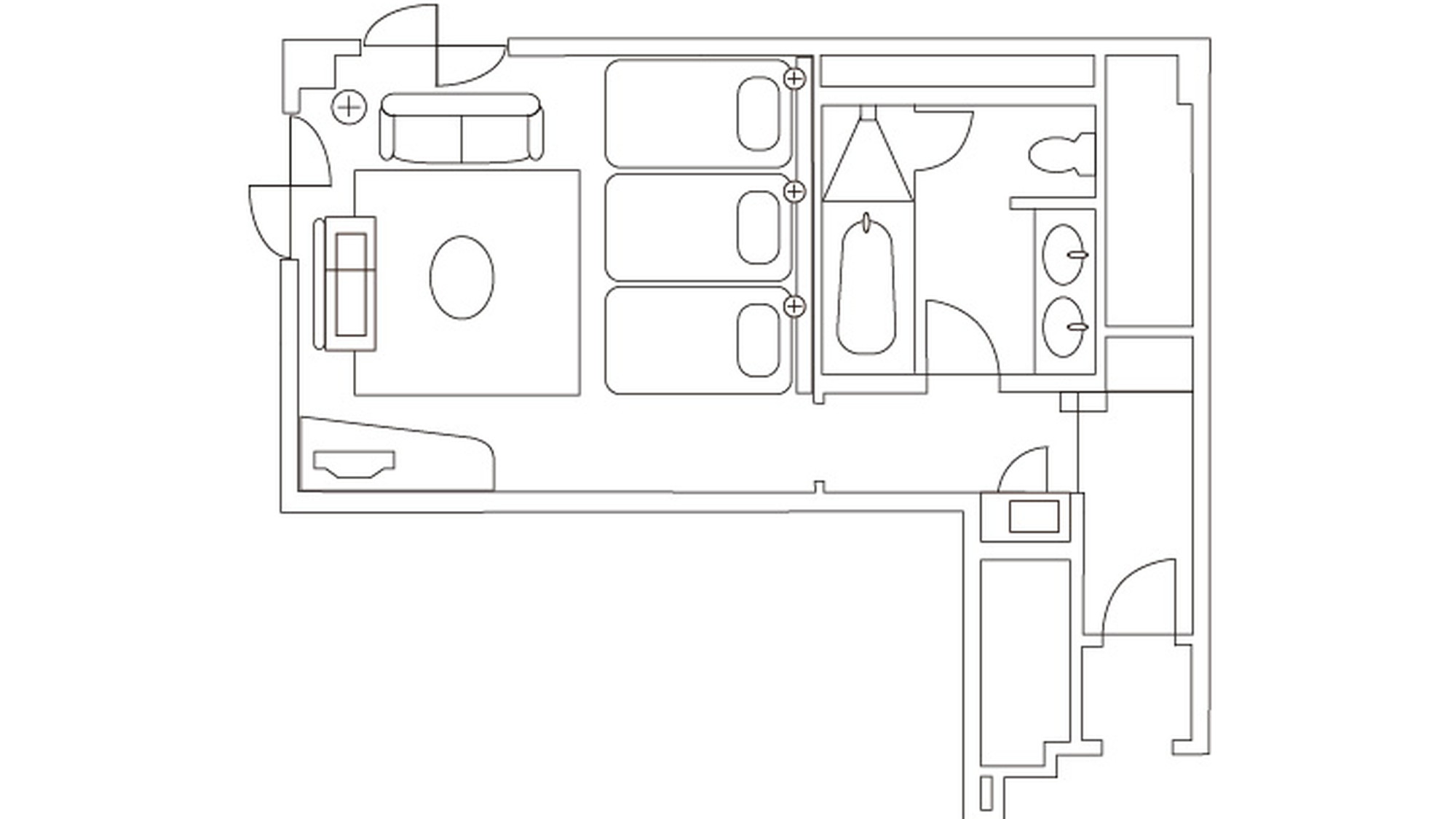 エグゼクティブプレミアコーナートリプル 平面図（56㎡/100㎝&times;200㎝）