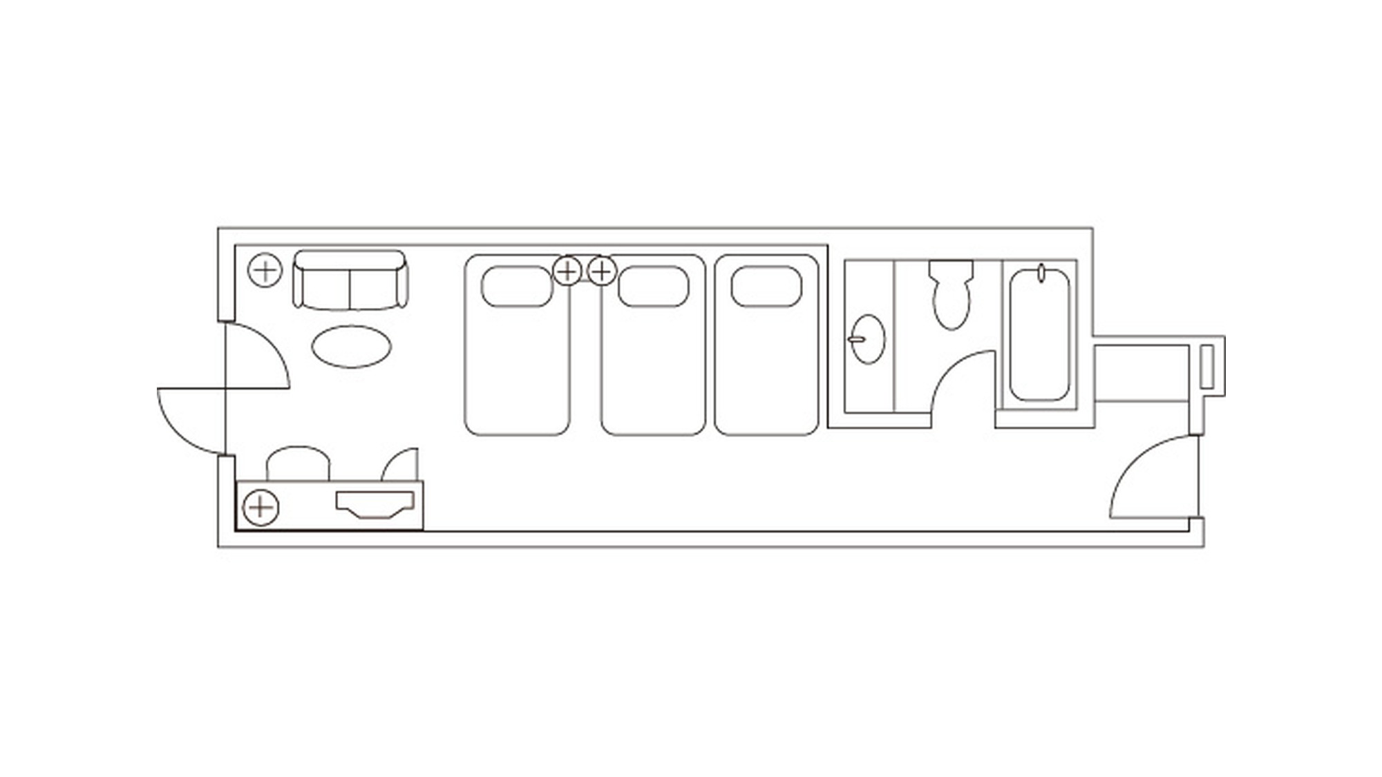 オリエンタルデラックストリプル　平面図（32㎡/100㎝&times;200㎝）