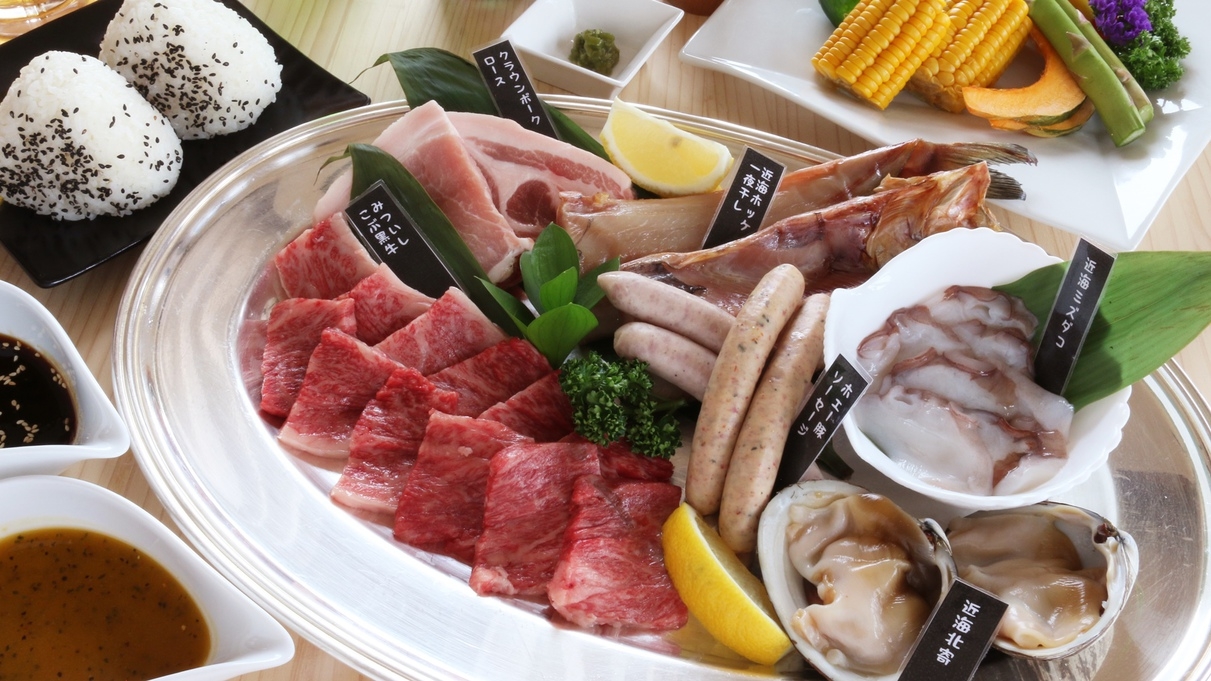 海を望むテラス席で絶景BBQ♪ちょっとリッチに【ALL日高産食材BBQ】飲み放題90分付