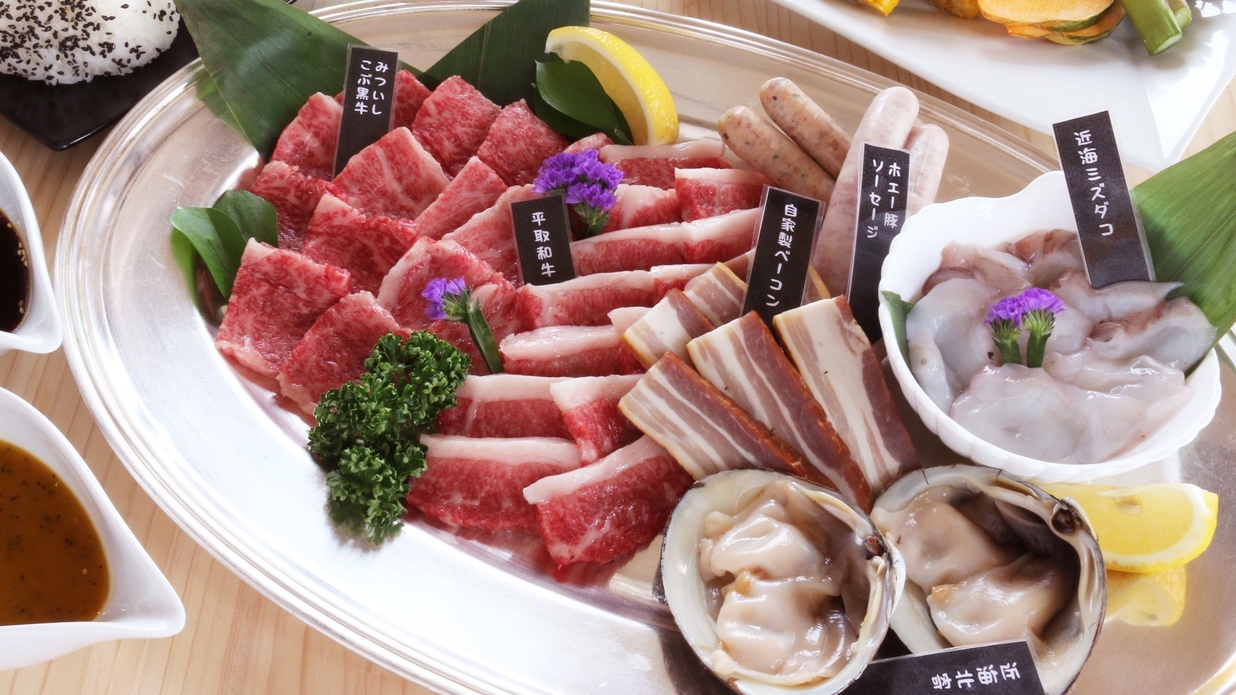 海を望むテラス席で絶景BBQ♪最上級【平取和牛＆三石こぶ黒和牛食べ比べ！】飲み放題90分付