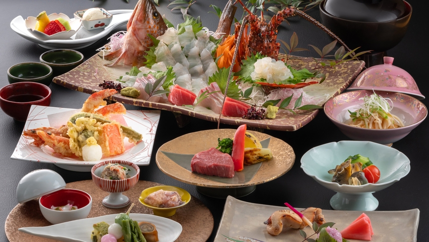 【最高ランク料理-春の葵（Aoi）会席-】高級食材饗宴＜伊勢海老＆アコウ姿×鮑×シャトーブリアン＞