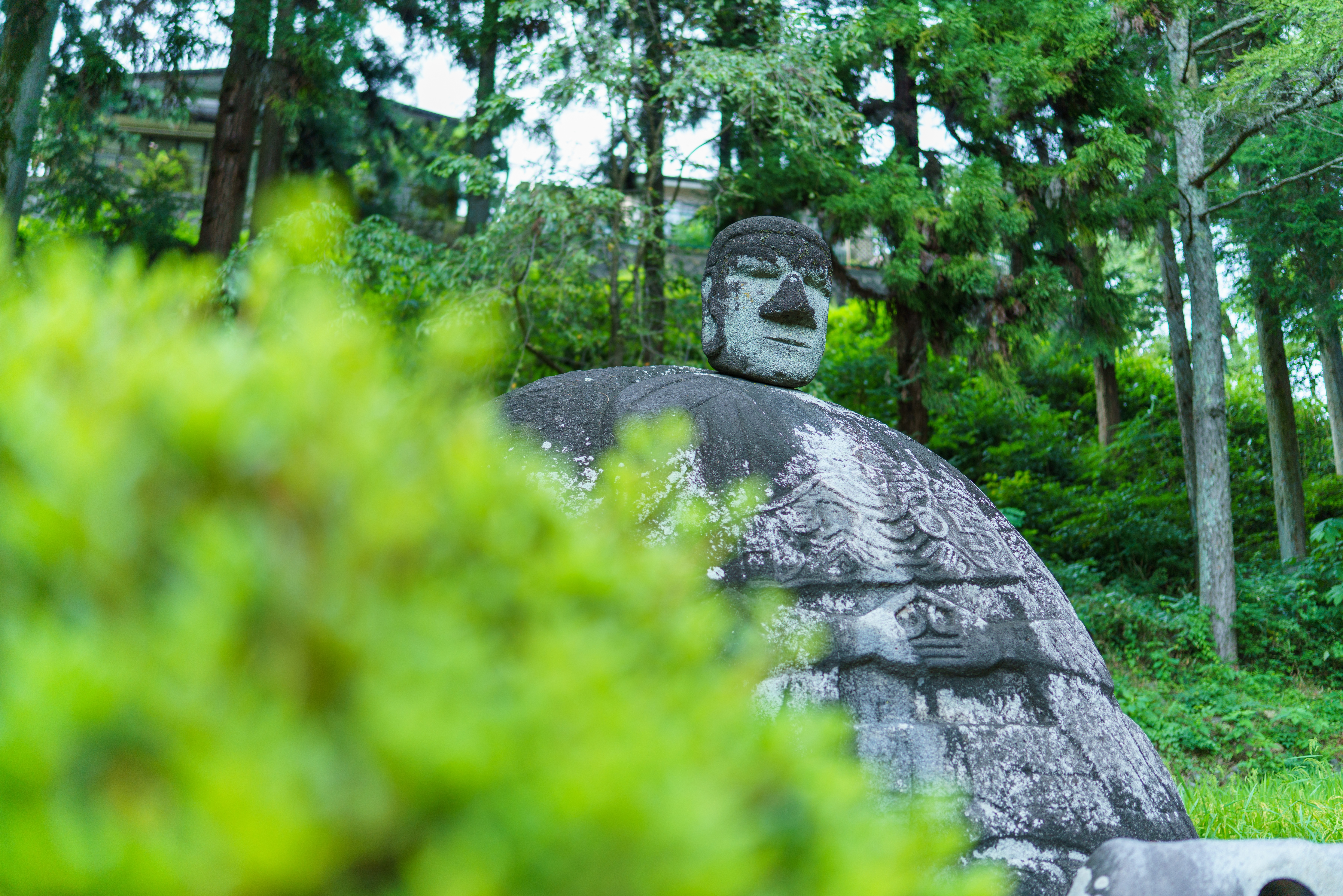 癒しの風貌の万治の石仏