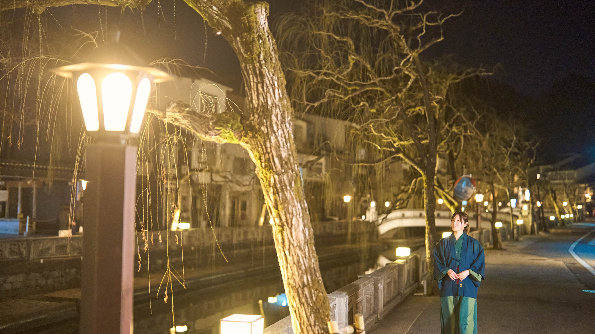 城崎温泉の温泉街（夜）