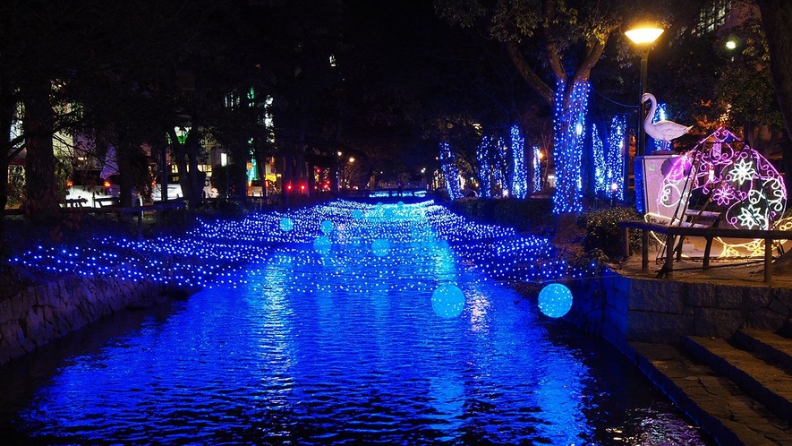 西川緑道公園(冬)毎年、冬季にライトアップされます。