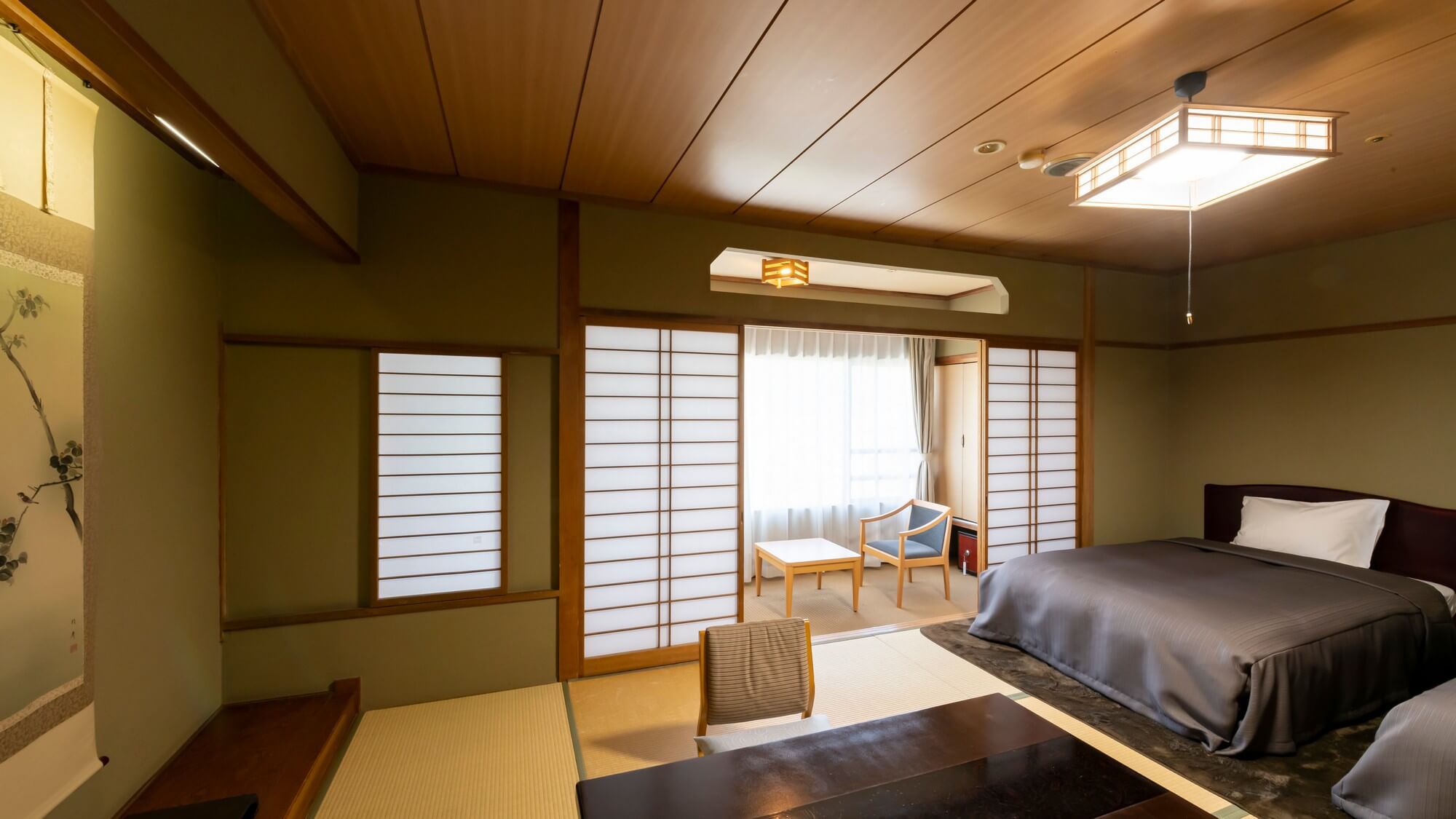 【禁煙／和室12畳】寛ぎの和室ベッドルーム（温泉バス付）