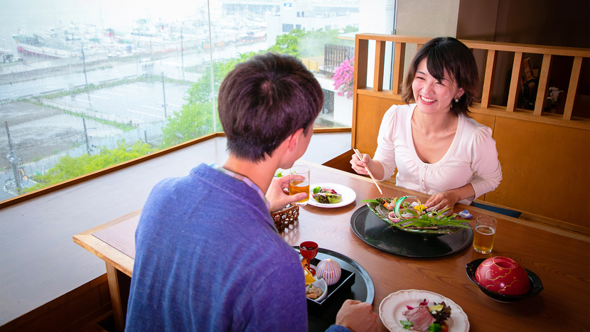 【温泉SALE】【‐梅-スタンダード御膳】〜活き鮑の踊り焼きと三陸の旬を愉しむ〜