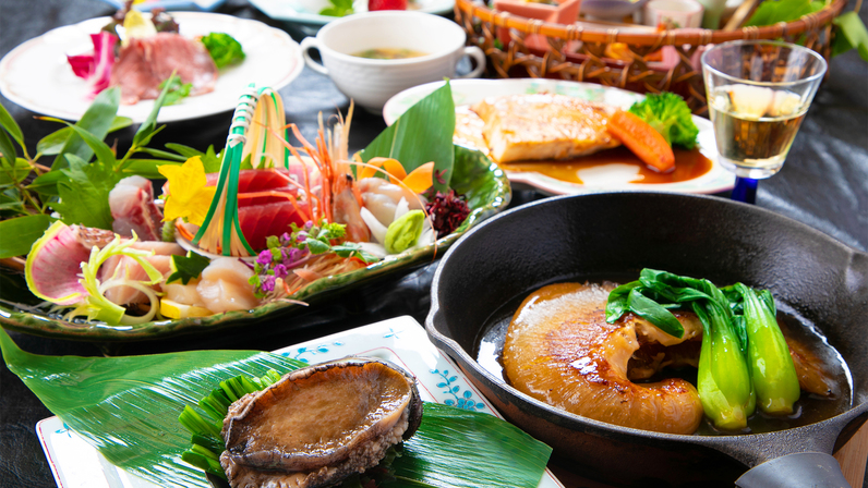 【‐松‐三陸グルメ御膳】〜選べる鮑or仙台牛！料理長厳選の地場食材を堪能〜