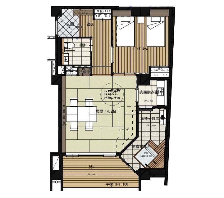 【紫水亭】客室イメージ（平面図）／ユニバーサルスイートルーム