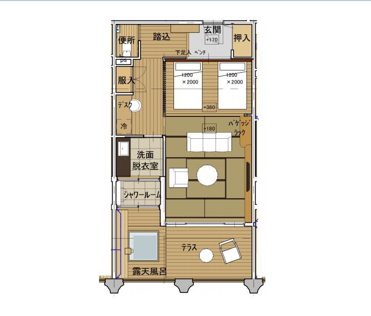 【紫水亭】客室イメージ（平面図）／ジュニアスイートルーム