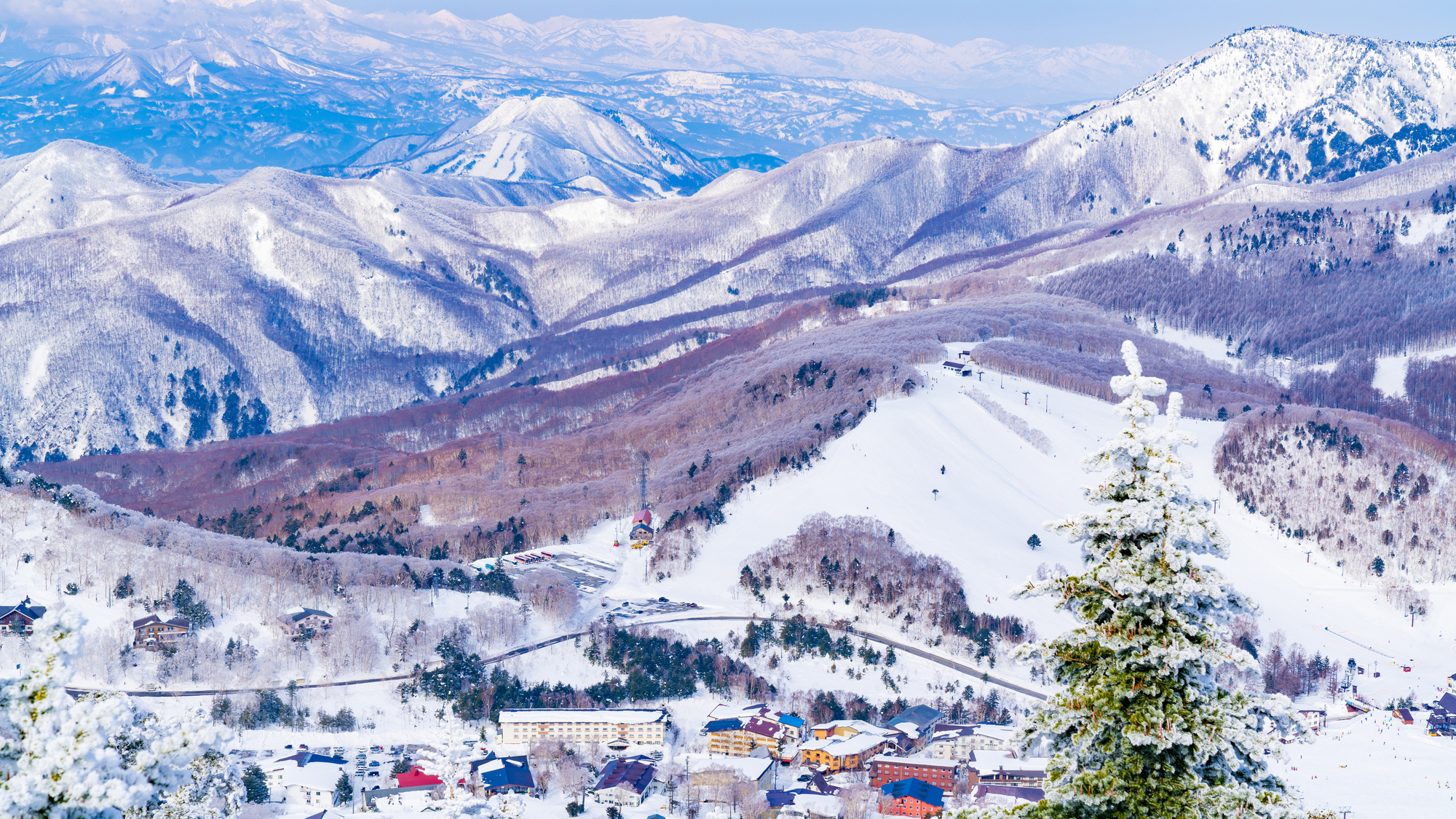 冬の志賀高原　スキー場も近くにございます