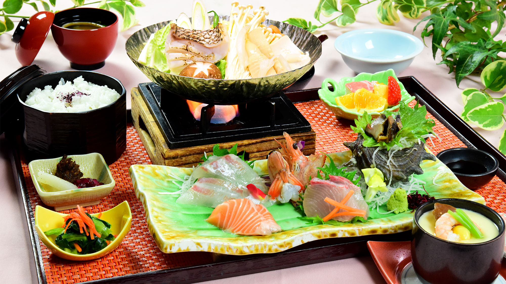海の恵みをたっぷりと、お鍋または天ぷらが選べます