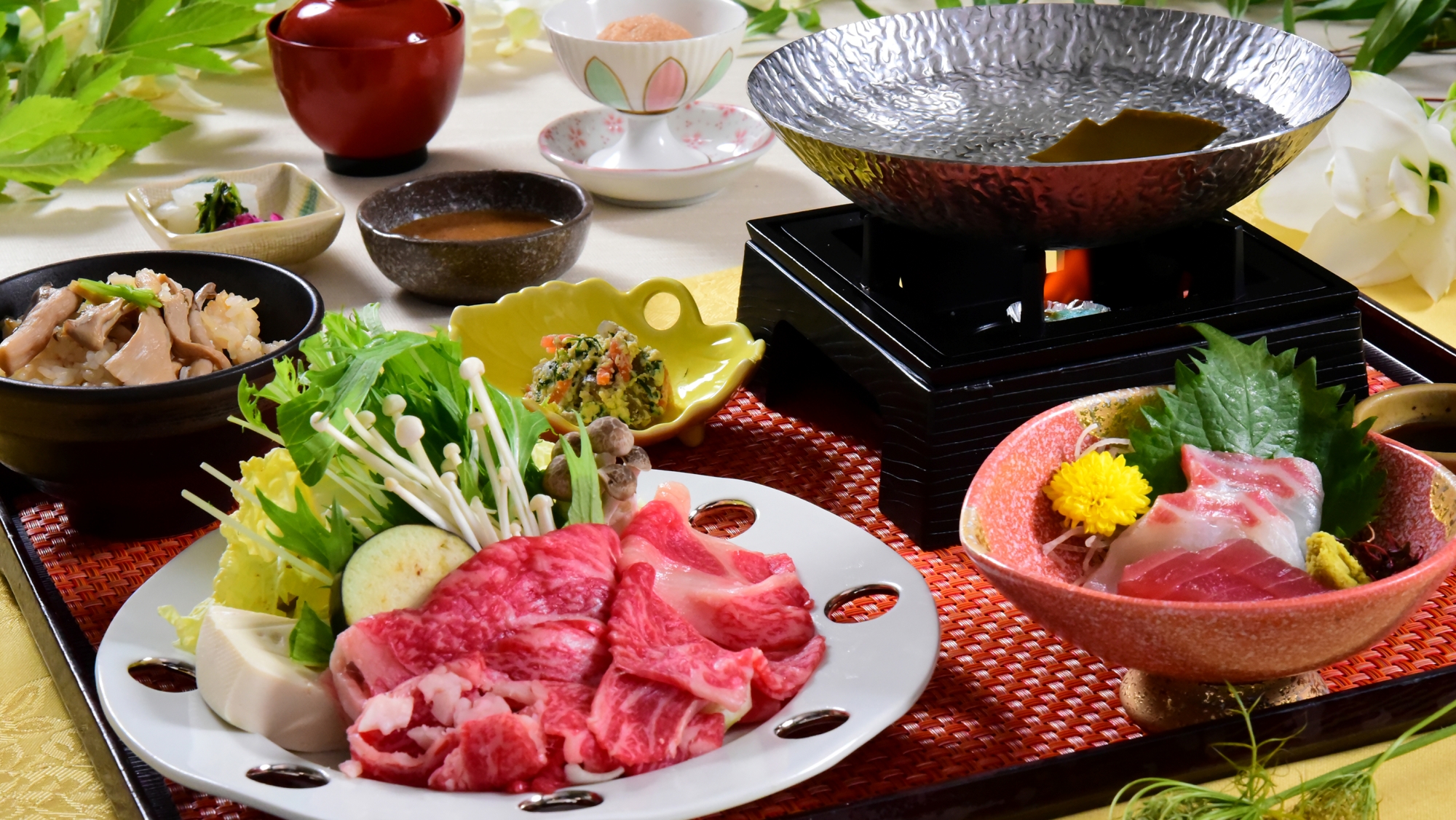 *【ランチ/牛しゃぶしゃぶ御膳】播磨牛のとろけるような触感と濃厚な旨みが楽しめます