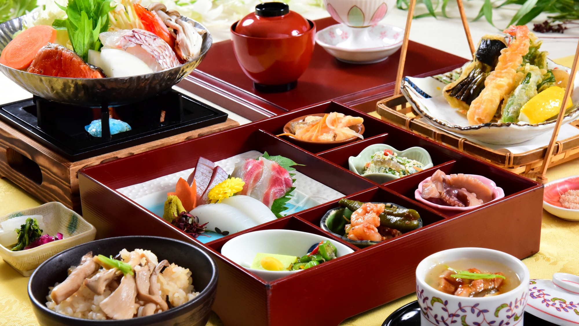 *【ランチ/「ゆうなぎ」海鮮鍋】人気の宝箱に海鮮たっぷりのお鍋をセット