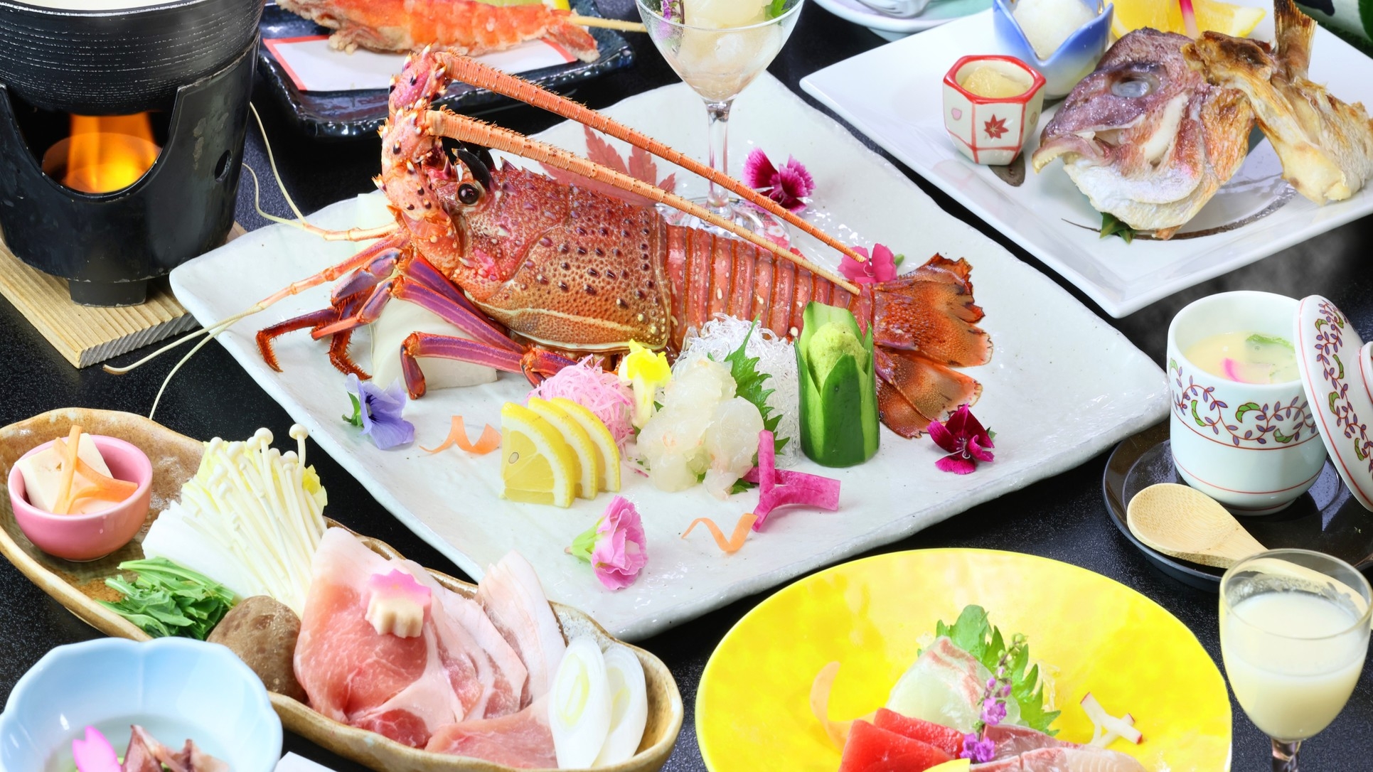【贅沢活きイセエビお造りプラン】〜半露天風呂付客室〜