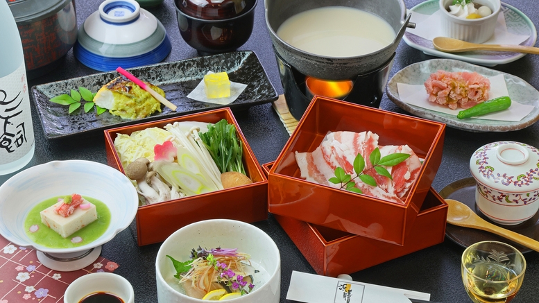 新)【直前割】【現金特価】得割プラン★足あか海老＆黒豚豆乳しゃぶ御膳★半露天風呂付客室 【平日限定】
