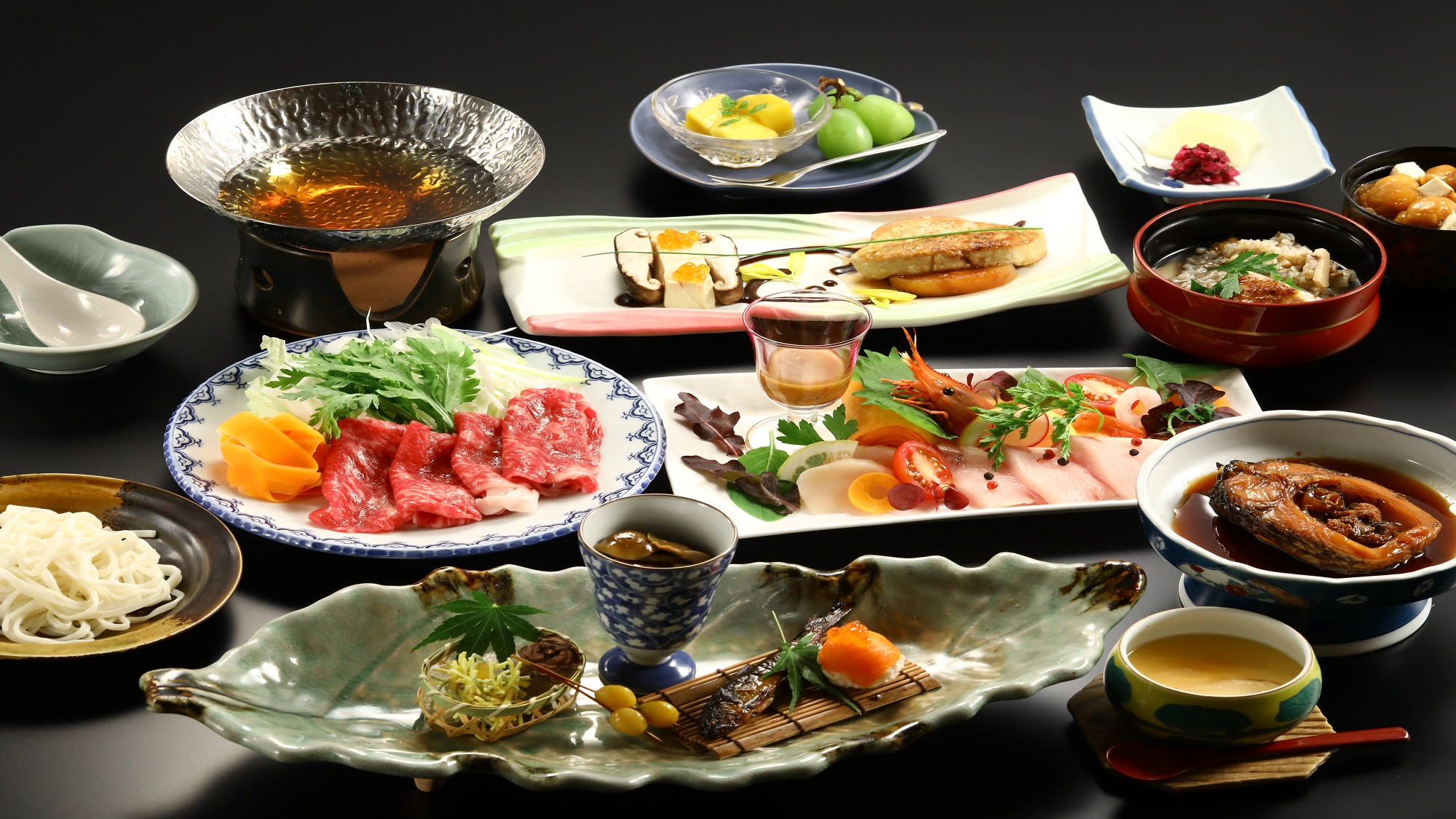 ■夕食一例｜11月～3月は和牛を鍋しゃぶで