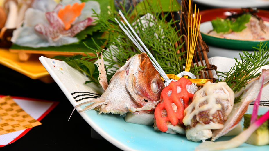 【めでたい（祝）鯛づくし会席】お祝いや記念日旅行にピッタリ♪紅白の焼き物、鯛しゃぶ、鯛漬け丼！
