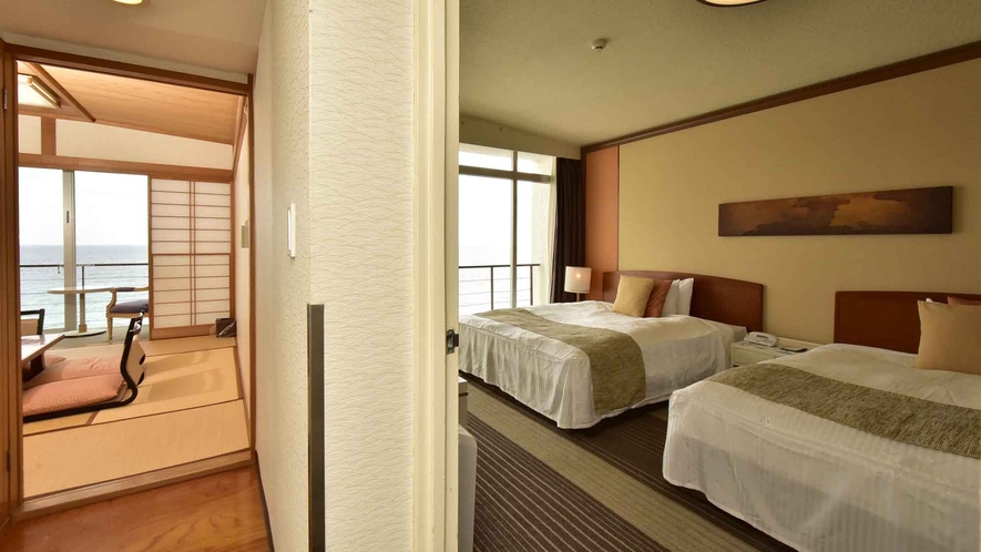 【和洋室】スイートルームA　8畳の和室と、ベッドルームからなる和洋室タイプのお部屋。