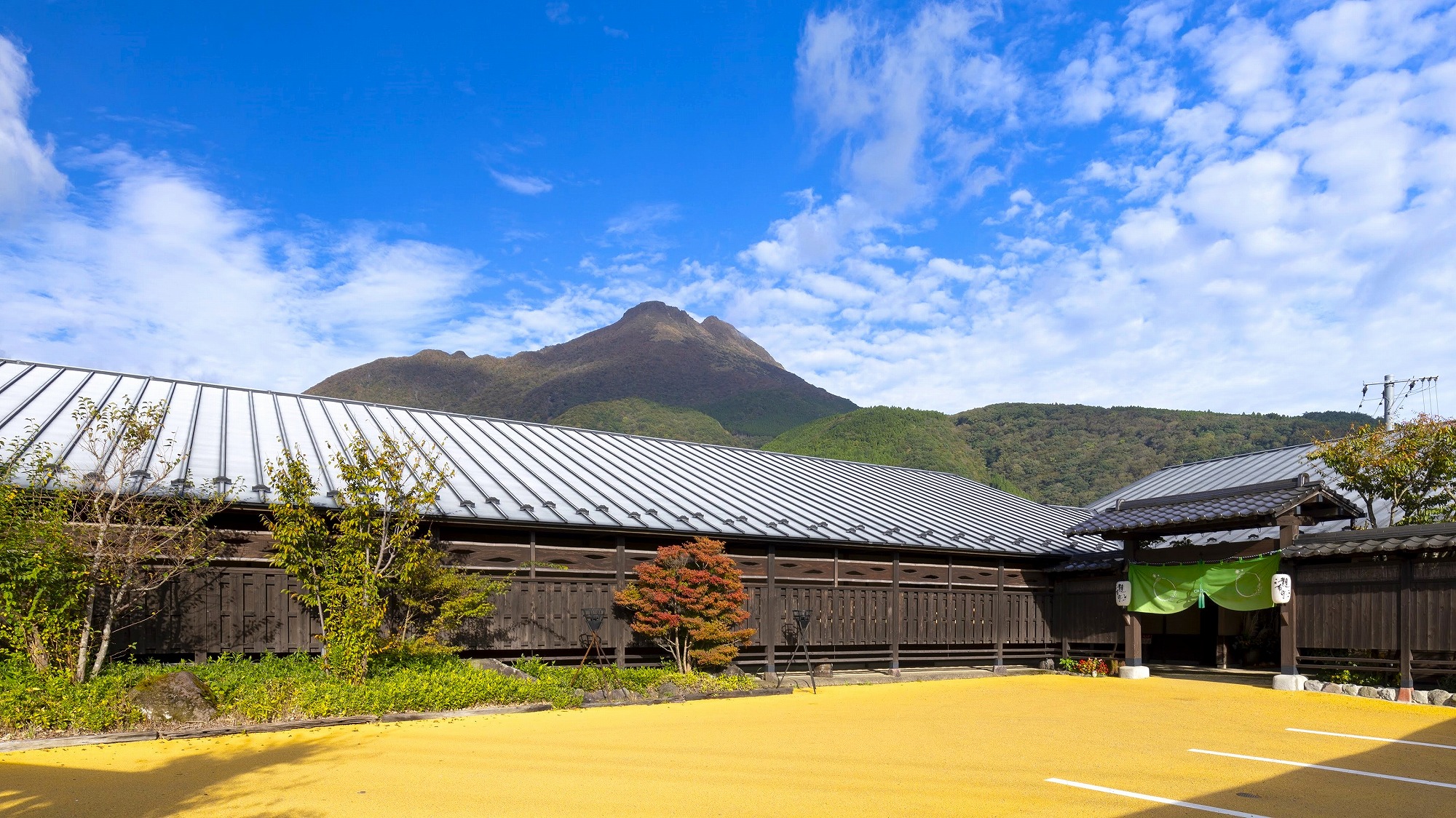 緑に包まれた雄大な由布岳