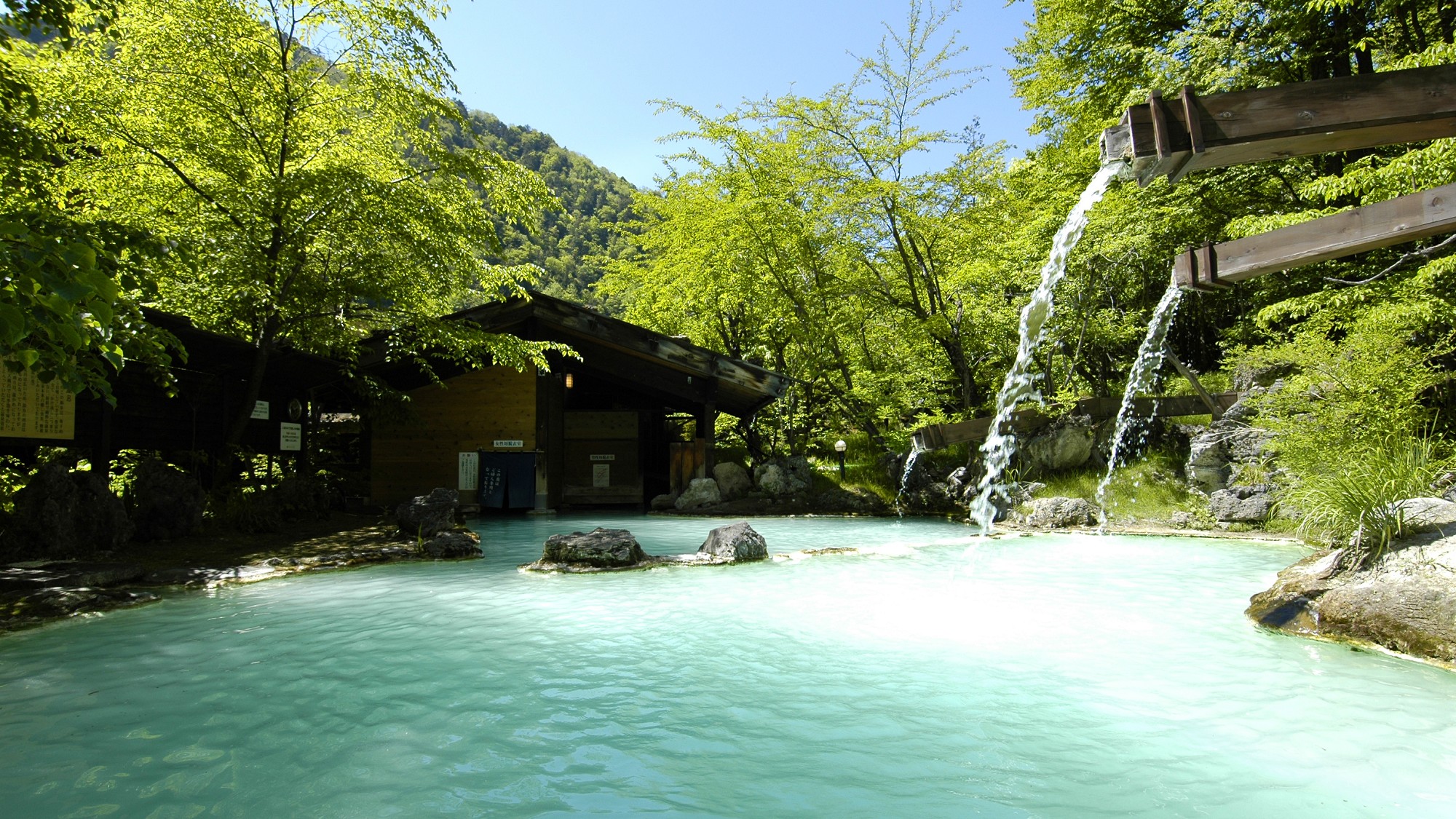 ・【夏】初夏・新緑萌える野天風呂