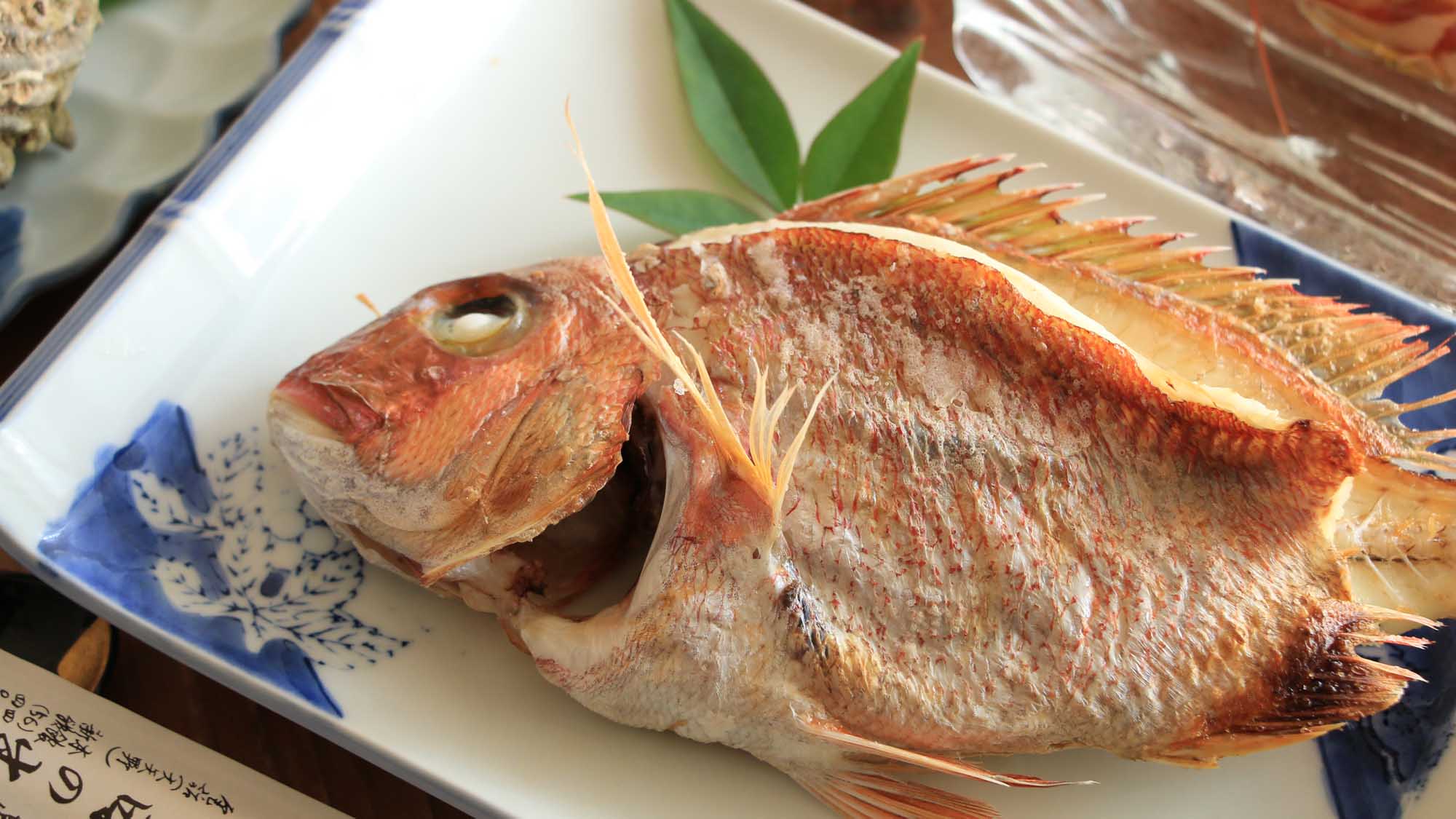 【夕食一例】湯島鯛の塩焼き_湯島鯛の旬は9月～1月頃です