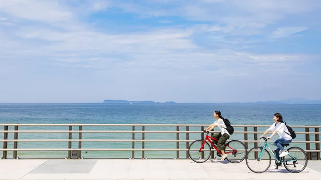 志賀島1周約10キロ。博多湾と玄界灘をご堪能頂けます。