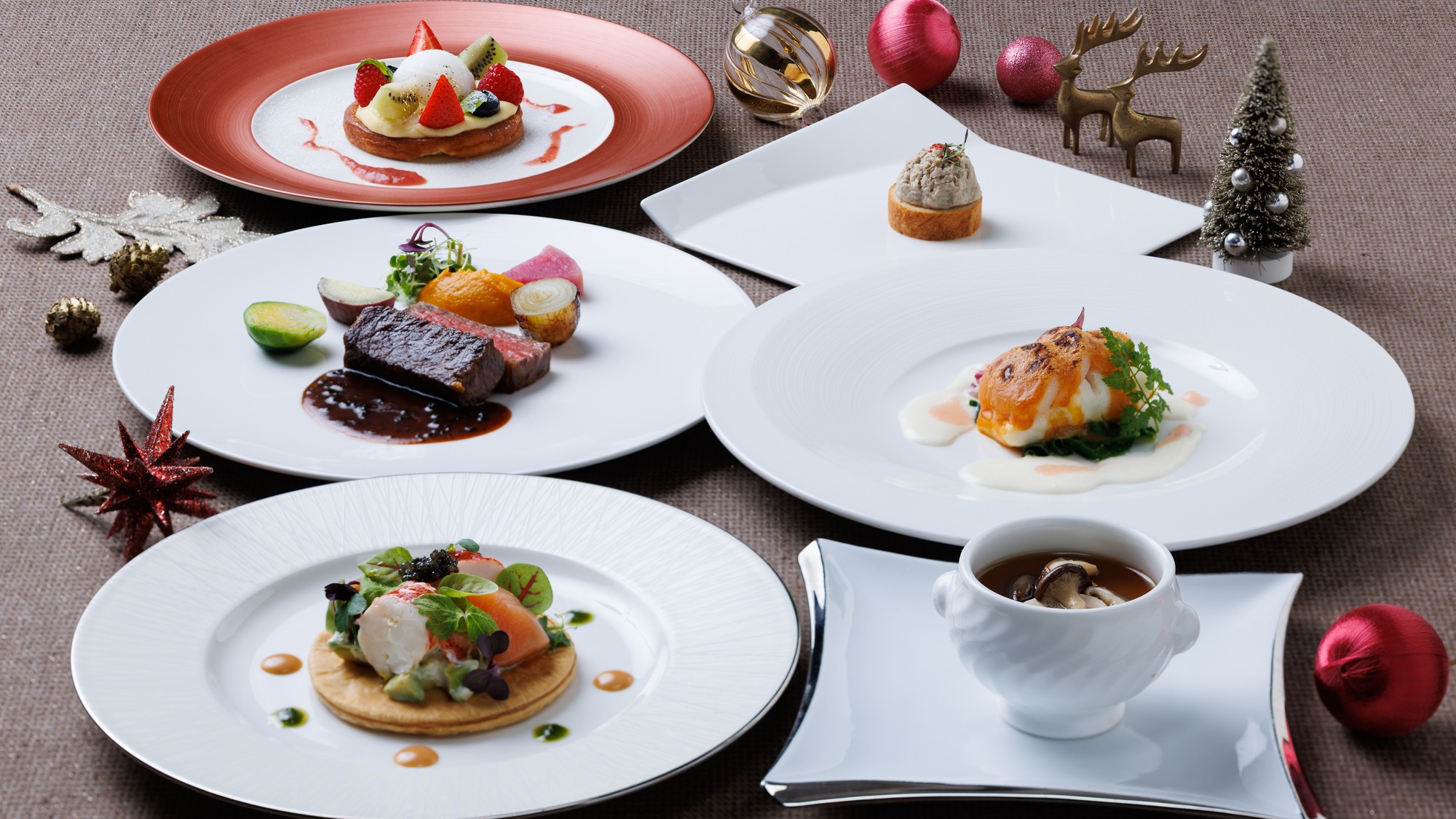 27階 THE DINING シノワ 唐紅花＆ 鉄板フレンチ 蒔絵　メニュー一例