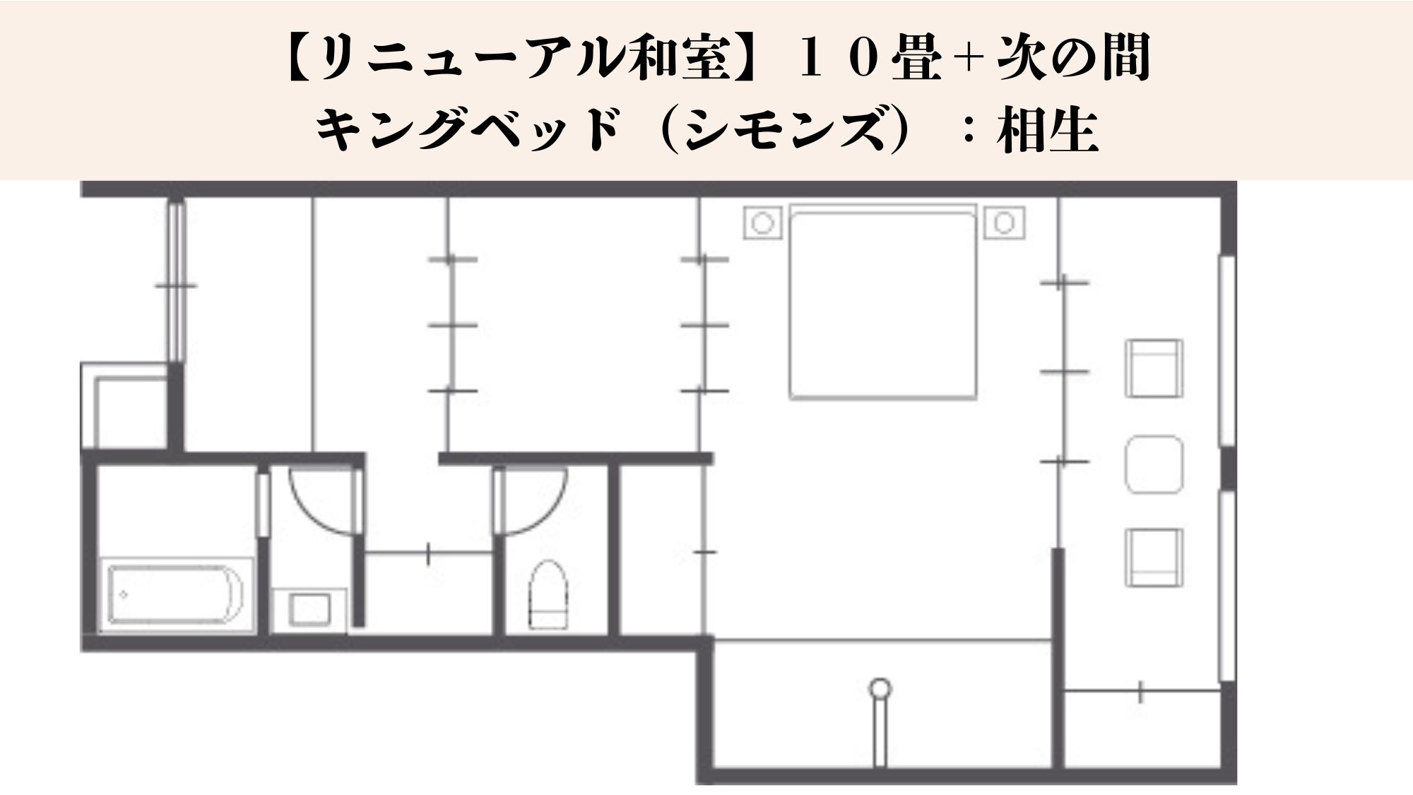 【リニューアル和室】１０畳＋次の間／キングベッド（シモンズ）間取り図