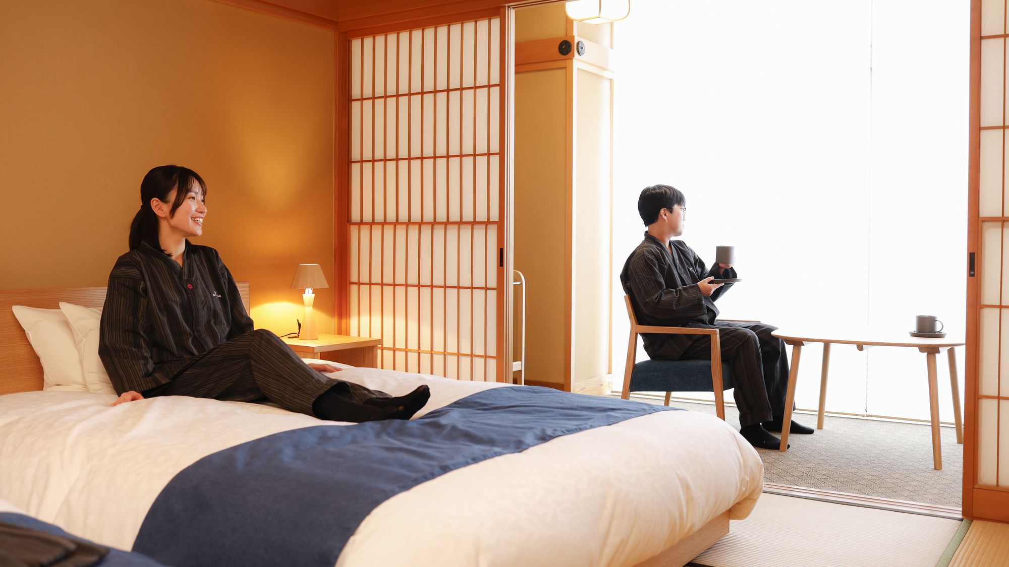 【リニューアル和室】１０畳＋次の間／ツインベッド（シモンズ）部屋名：「初音」寛ぎの時&hellip;