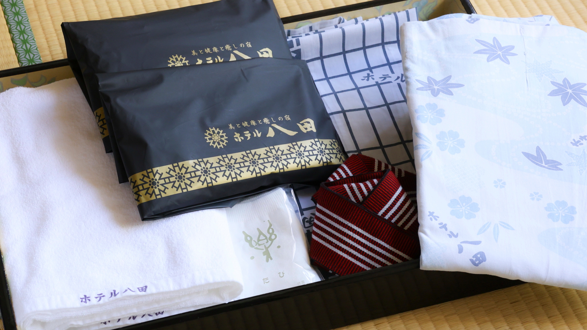 客室アメニティ　ホテル八田の浴衣でお寛ぎください