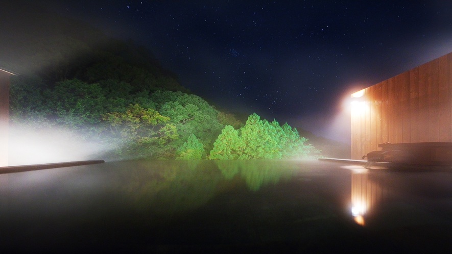 絶景の屋上貸切露天風呂「星空の湯」のイメージ♪会津若松市の夜景や星空が満喫出来ます♪