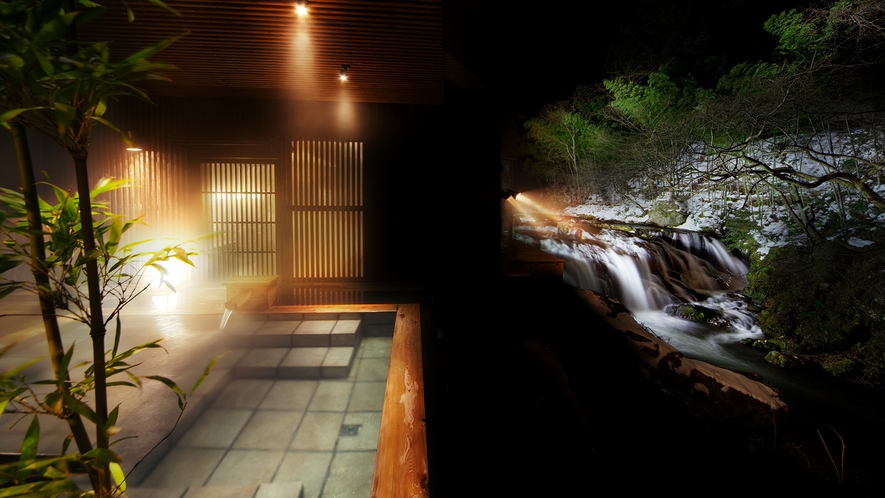 会津の名所・名瀑「伏見ヶ滝」を望む、絶景の露天風呂からの眺望イメージ♪