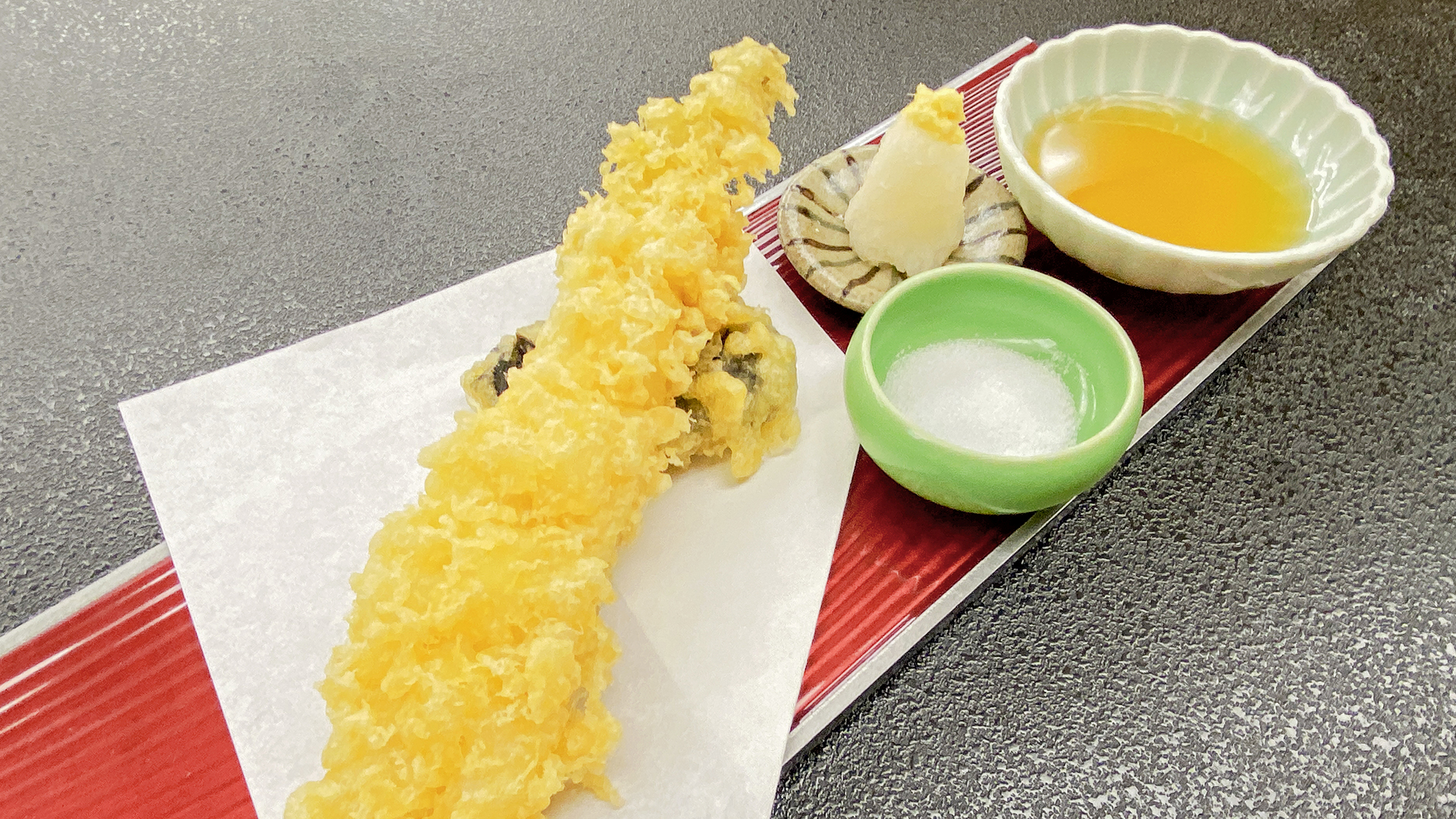 【ガザミと穴子一本揚げ会席】≪4月～9月≫（穴子天麩羅）　