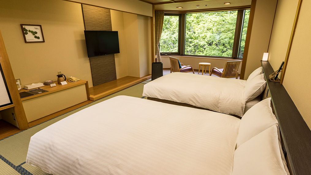 やまのは☆禁煙和ツイン◇利根川に臨む【36㎡】