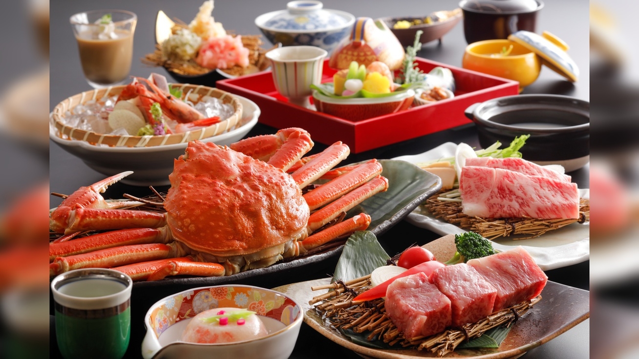 【個室食】ずわい蟹の姿盛り×鳥取和牛の饗宴！ボリューム満点お肉もカニも欲張り会席プラン