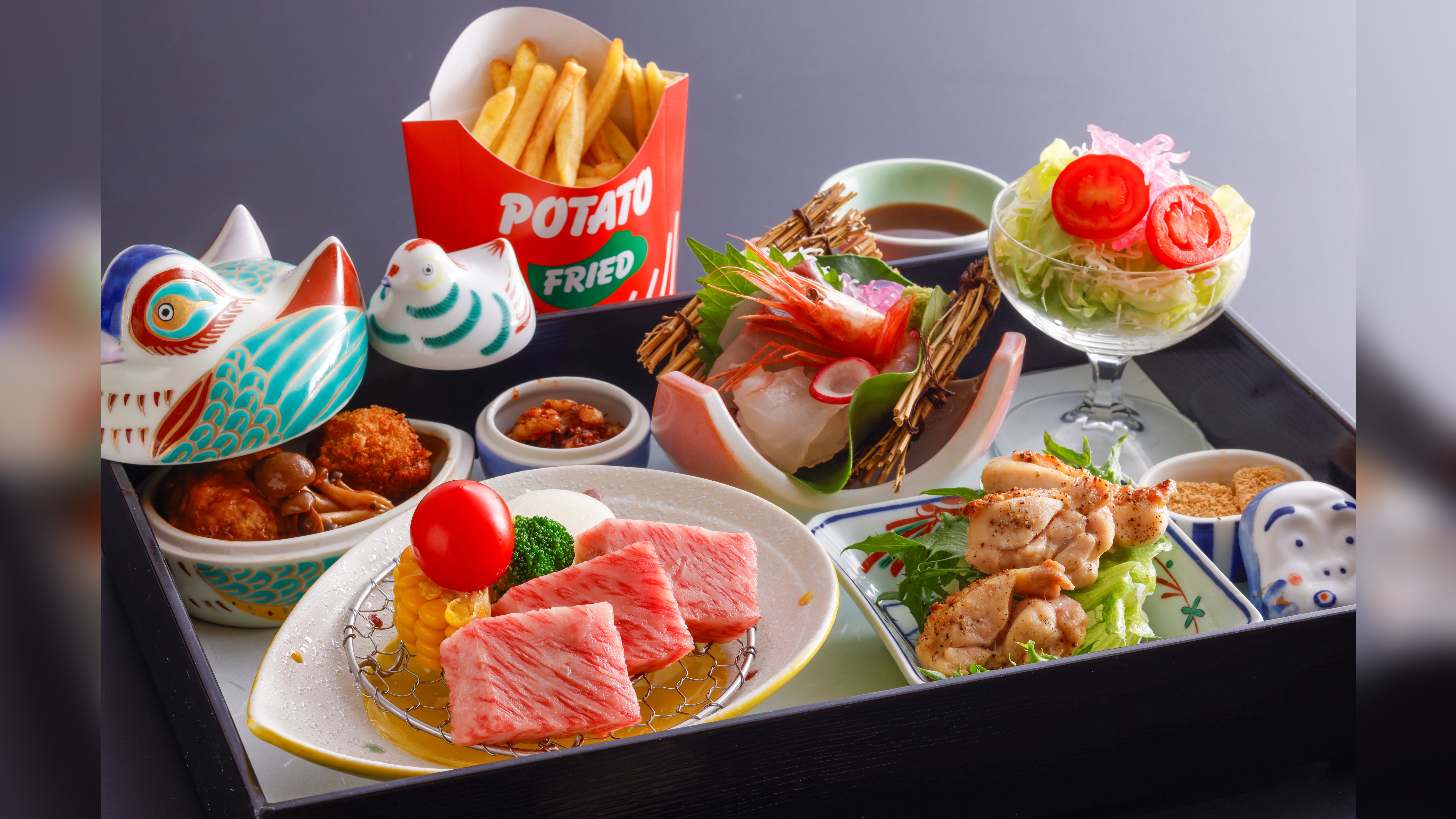 鳥取和牛と地鶏のわんぱくステーキセット