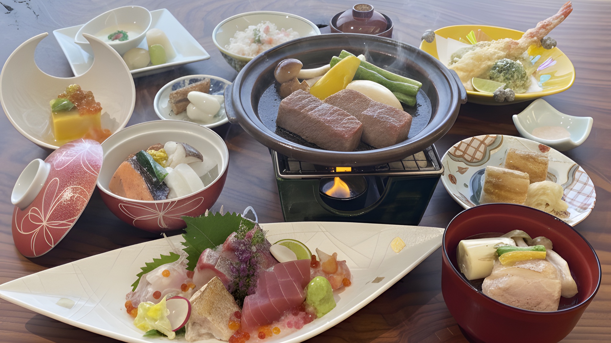 *【夕食一例】地産地消会席・四季彩「縁」コース（写真はイメージです）