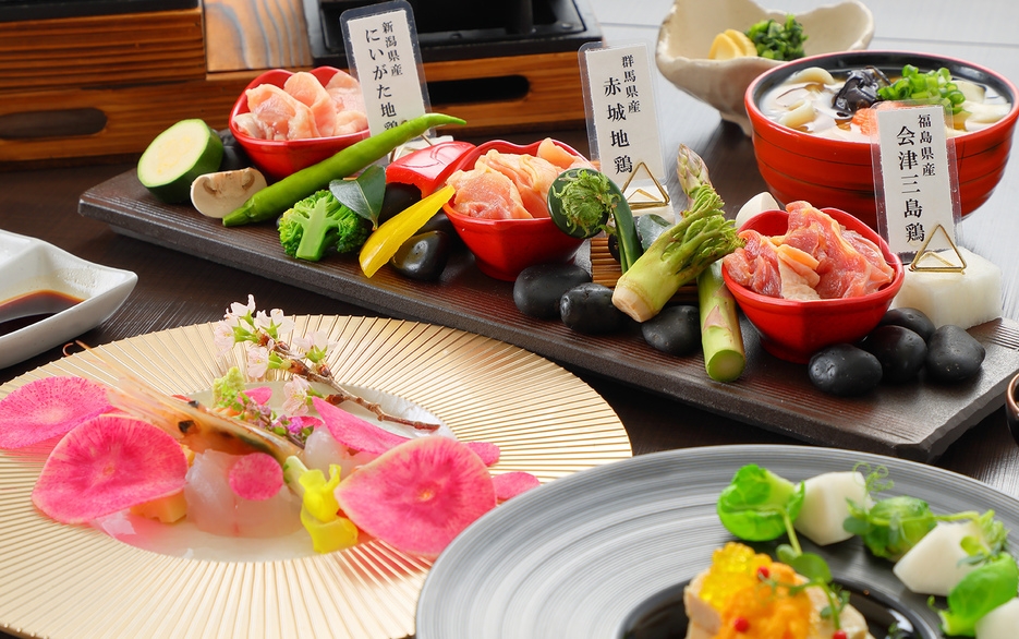 【楽天スーパーSALE】料理長おすすめ！群馬・新潟・福島の地鶏が楽しめる地鶏食べ比べ会席