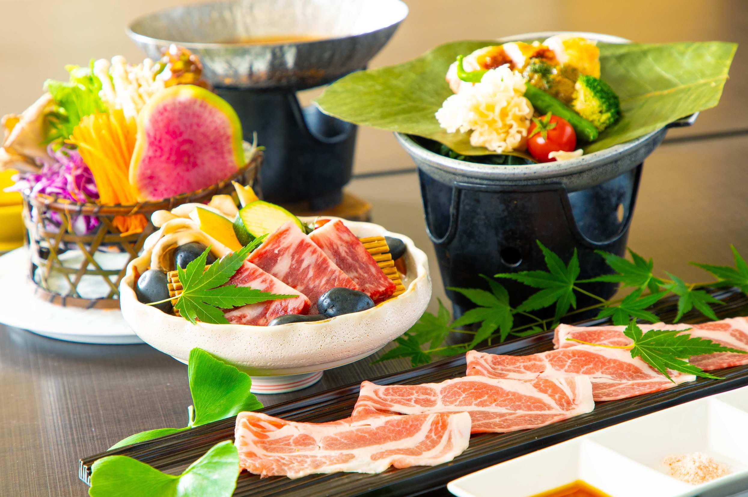 【6月・7月限定！】上州牛陶板焼き付☆上州もち豚・若鶏の贅沢会席プラン☆