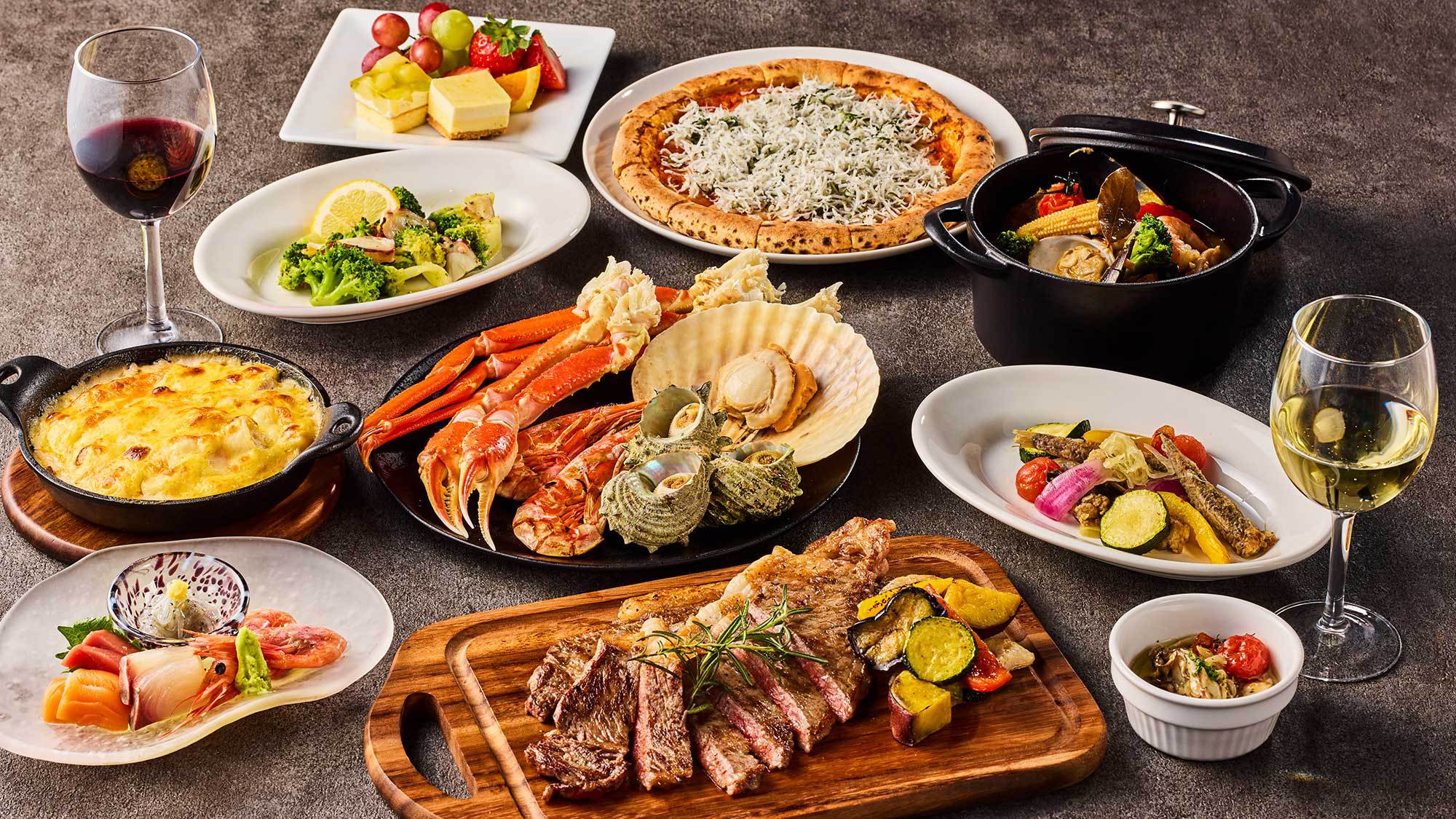 【5％OFF】【楽天スーパーSALE】オールインクルーシブ・海鮮浜焼き含む和洋の料理が90分食べ放題