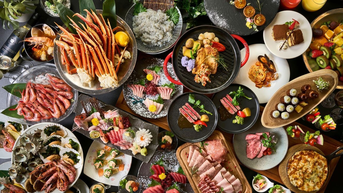 【オールインクルーシブ】海鮮浜焼き・本ずわい蟹・ビーフステーキを含む和洋の料理が食べ放題