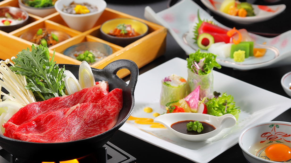＜温泉付き客室＞【個室温泉】で湯ったり過ごす満喫プラン《山形牛すき焼き会席》