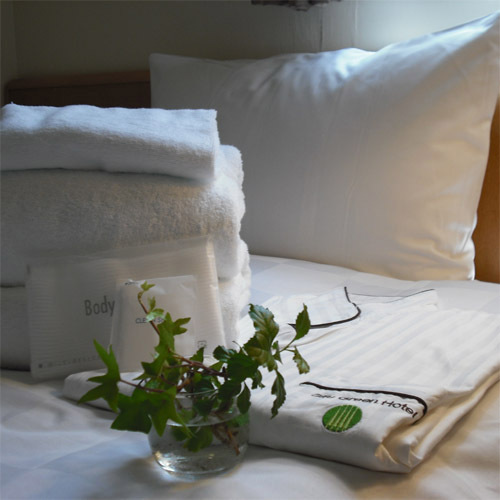 A full range of amenities, including disposable slippers