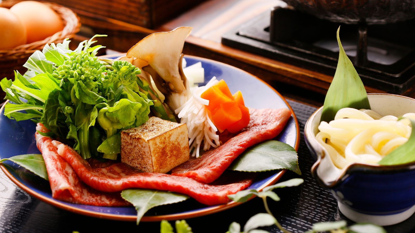 【早期割90｜雲仙福田屋会席】A5長崎和牛のすきしゃぶ・鮑の溶岩踊り・雲仙野菜のチーズフォンデュ