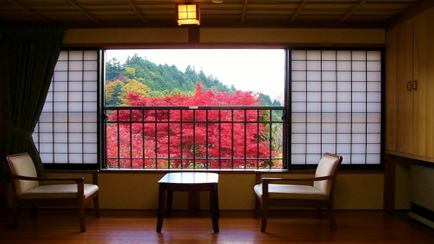 紅葉と客室
