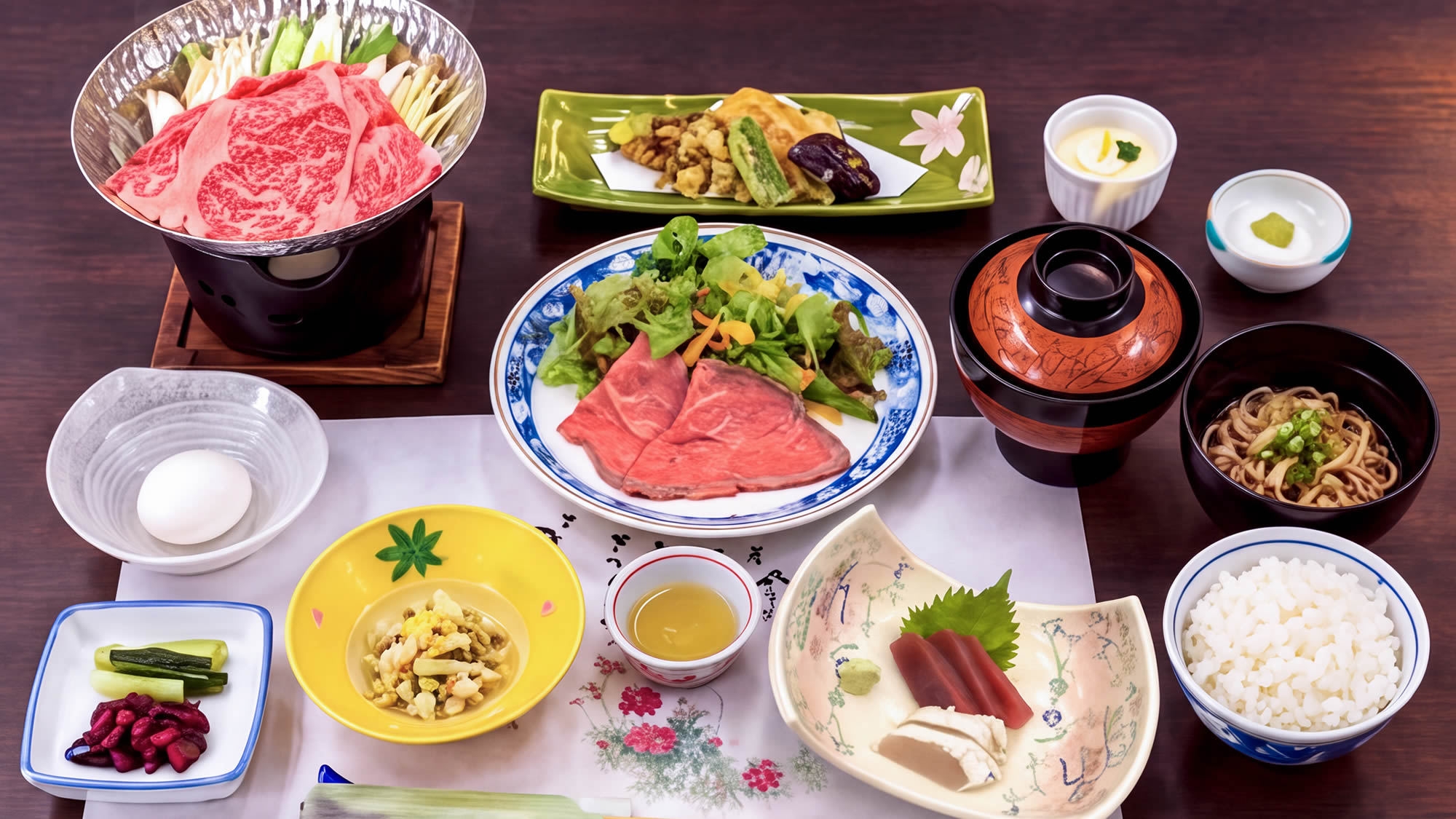 【お得★平日限定】国産牛すき焼き会席と姉妹館の湯めぐりで温泉三昧
