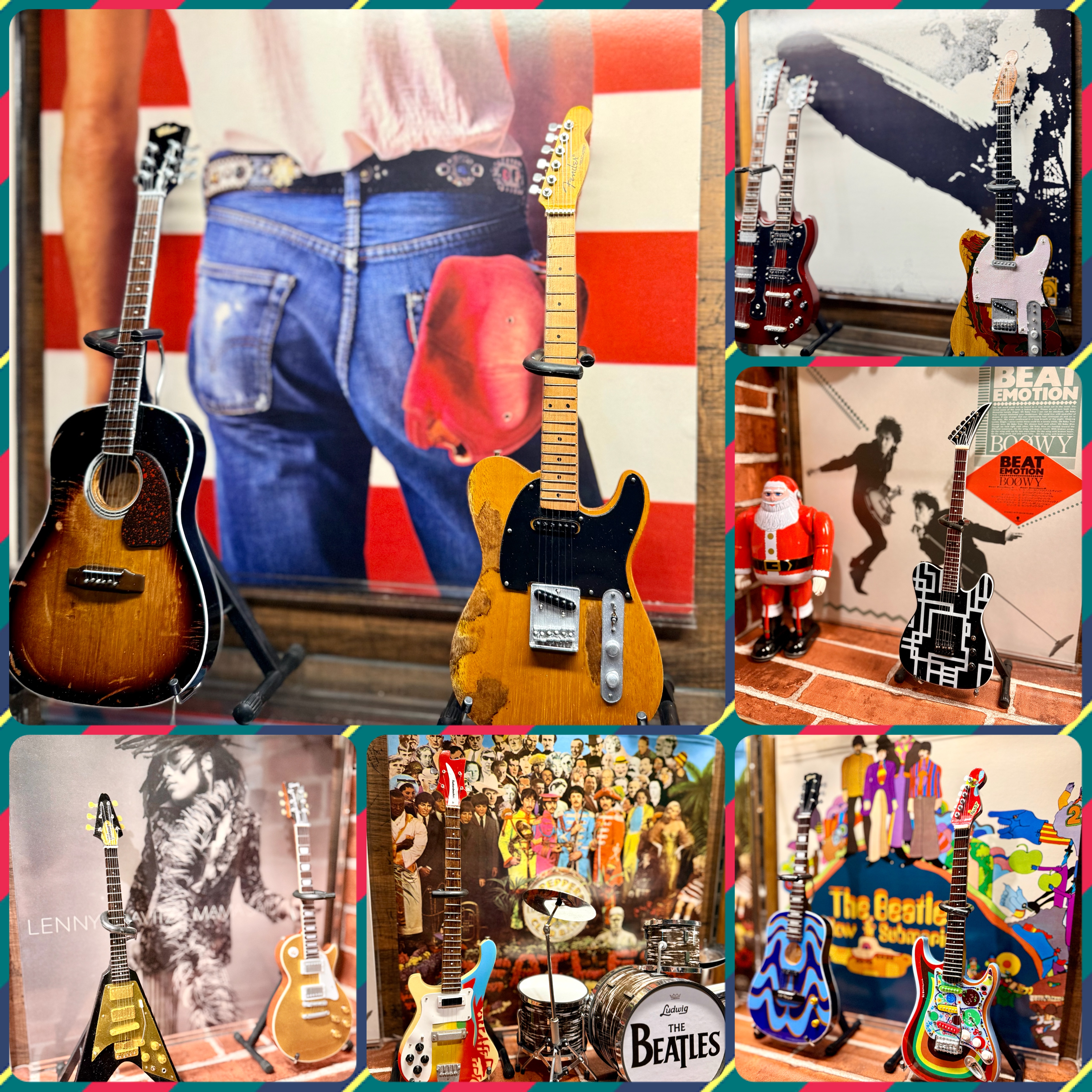 LPレコード　ミニチュアギター飾り