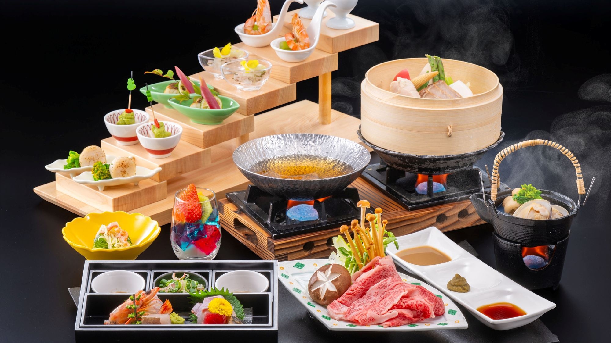 【スタンダード】群馬の牛肉を季節で味わう＜四季会席＞石段街が目の前♪源泉100％かけ流し【黄金の湯】